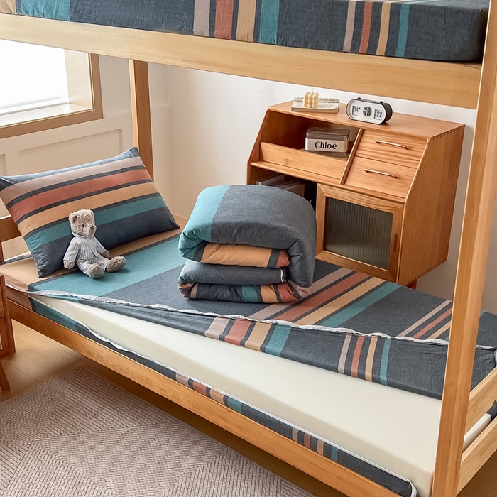 91家纺网 家纺一手货源 找家纺 九沐良品 2025新款全棉纯棉色织水洗棉学生三件套宿舍三件套上下铺三件套 希尔威亚兰