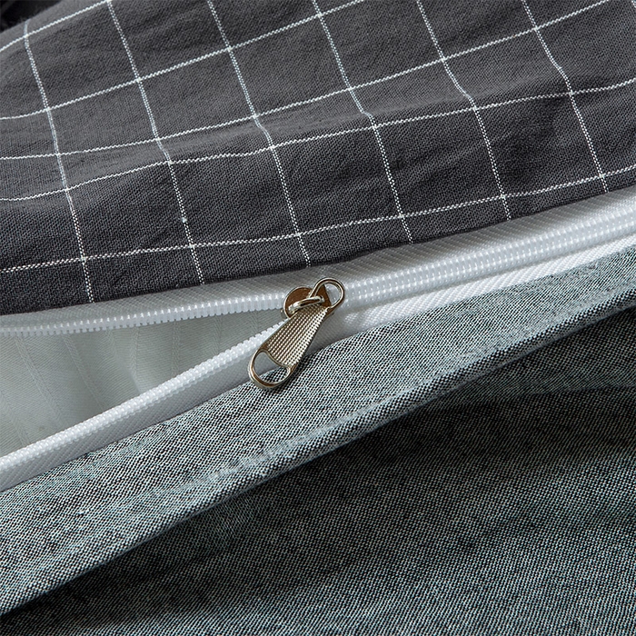 91家纺网 家纺一手货源 找家纺 九沐良品 2025新款全棉纯棉色织水洗棉学生三件套宿舍三件套上下铺三件套 新灰格