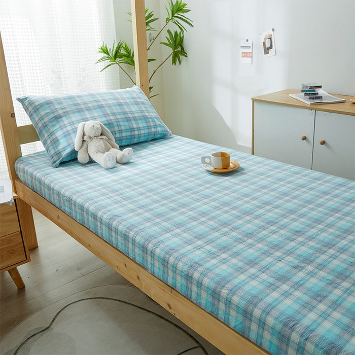 91家纺网 家纺一手货源 找家纺 九沐良品 2025新款全棉纯棉色织水洗棉学生三件套宿舍三件套上下铺三件套 星空绿