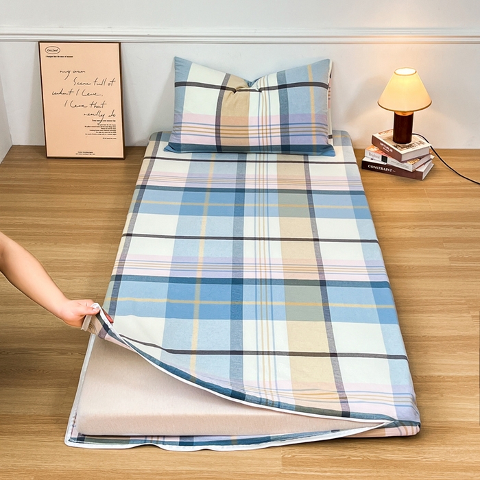 91家纺网 家纺一手货源 找家纺 九沐良品 2025新款全棉纯棉色织水洗棉学生三件套宿舍三件套上下铺三件套 英伦格