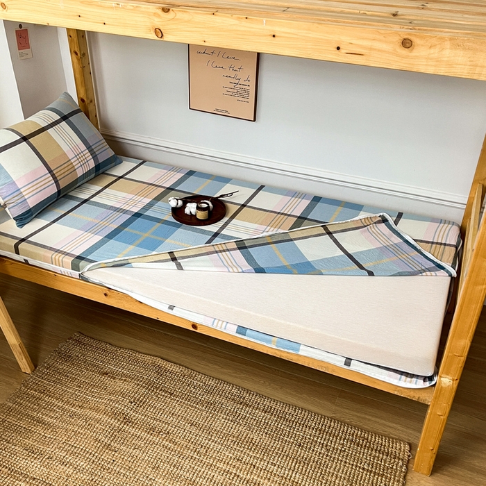 91家纺网 家纺一手货源 找家纺 九沐良品 2025新款全棉纯棉色织水洗棉学生三件套宿舍三件套上下铺三件套 英伦格