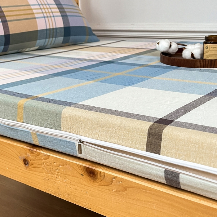 91家纺网 家纺一手货源 找家纺 九沐良品 2025新款全棉纯棉色织水洗棉学生三件套宿舍三件套上下铺三件套 英伦格