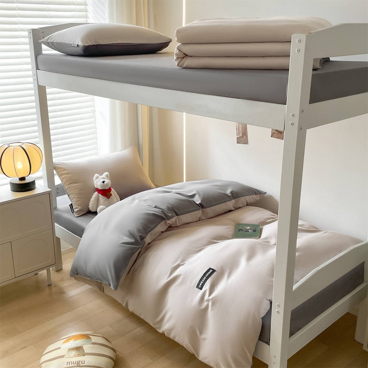 91家纺网 家纺一手货源 找家纺 笙意家纺 2025新款全棉纯棉简约黑标学生三件套 黑标款-山灰+中灰