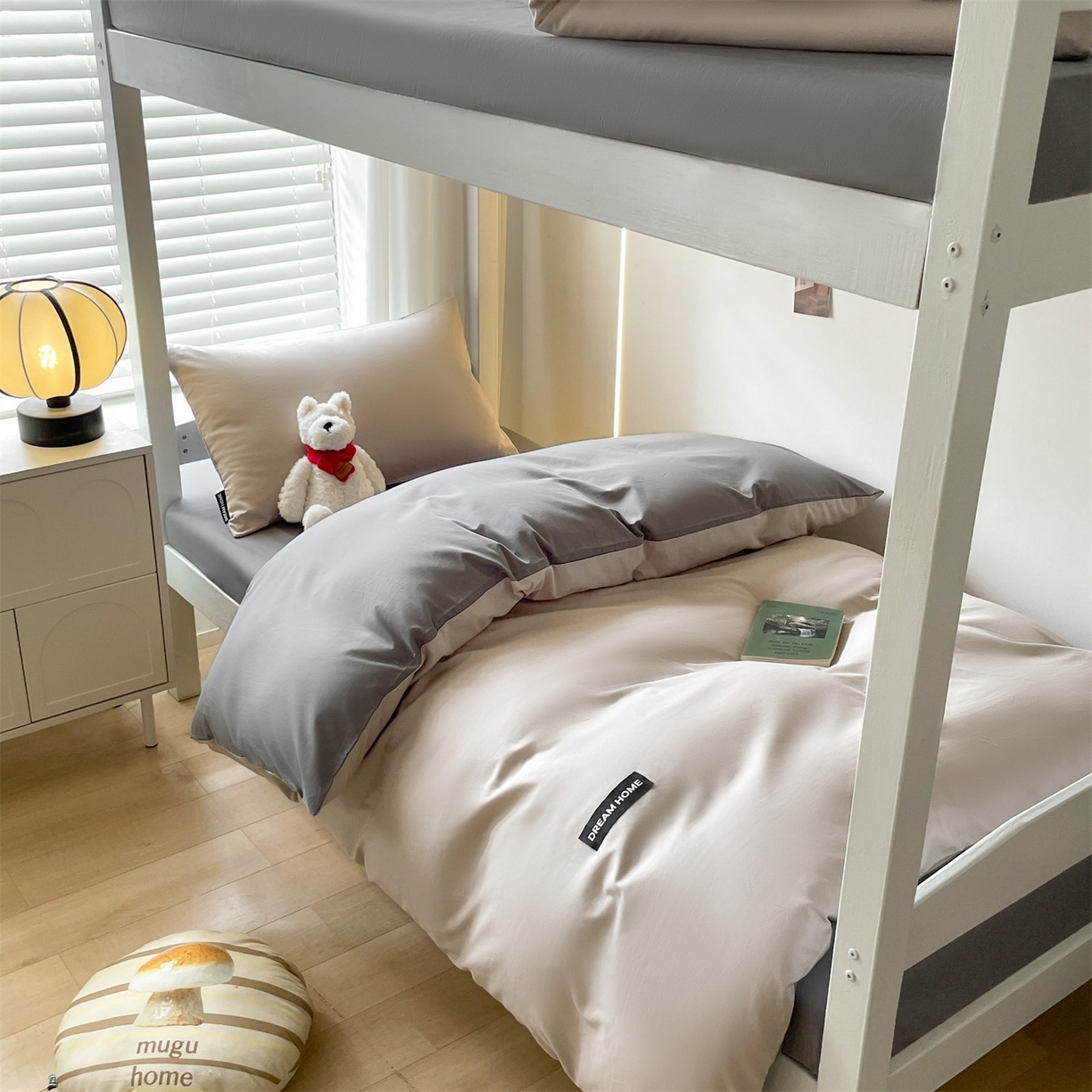 91家纺网 家纺一手货源 找家纺 笙意家纺 2025新款全棉纯棉简约黑标学生三件套 黑标款-山灰+中灰