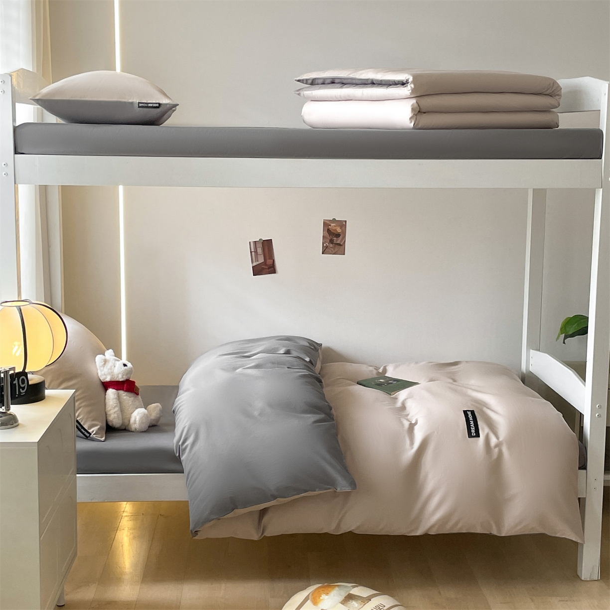 91家纺网 家纺一手货源 找家纺 笙意家纺 2025新款全棉纯棉简约黑标学生三件套 黑标款-山灰+中灰