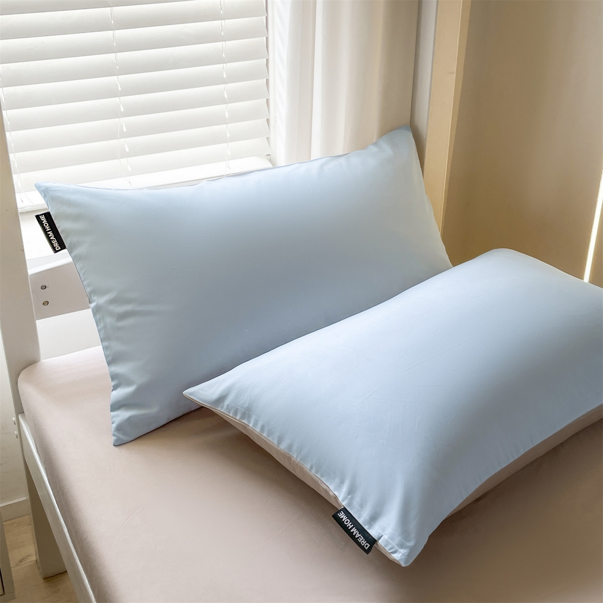 91家纺网 家纺一手货源 找家纺 笙意家纺 2025新款全棉纯棉简约黑标学生三件套 黑标款-天空蓝+山灰