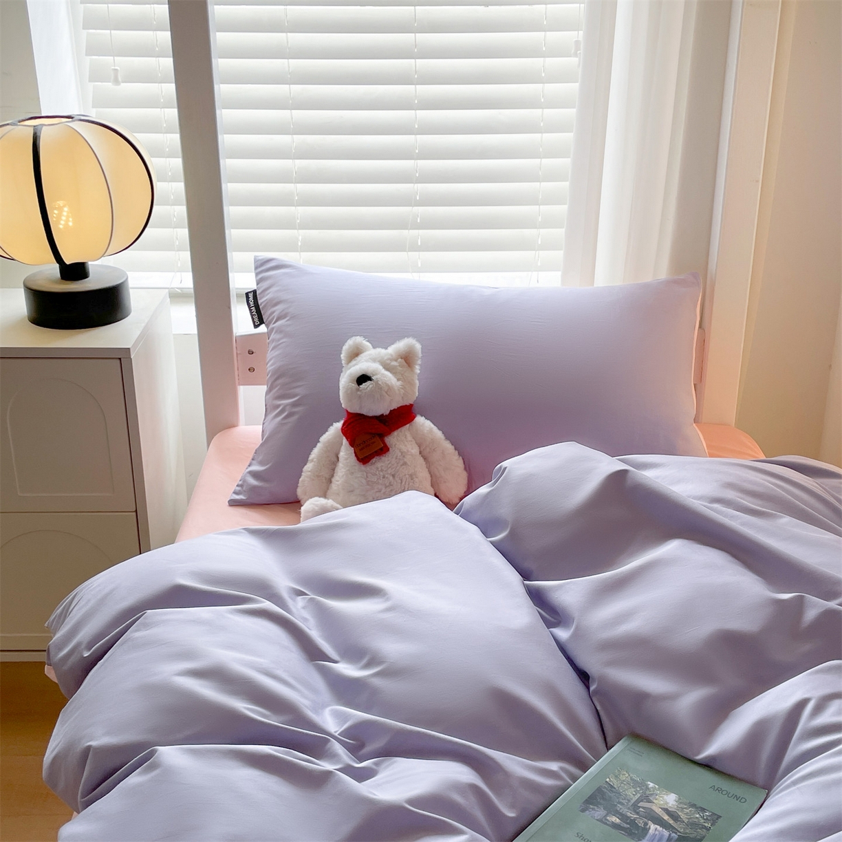 91家纺网 家纺一手货源 找家纺 笙意家纺 2025新款全棉纯棉简约黑标学生三件套 黑标款-星黛紫+奶油粉