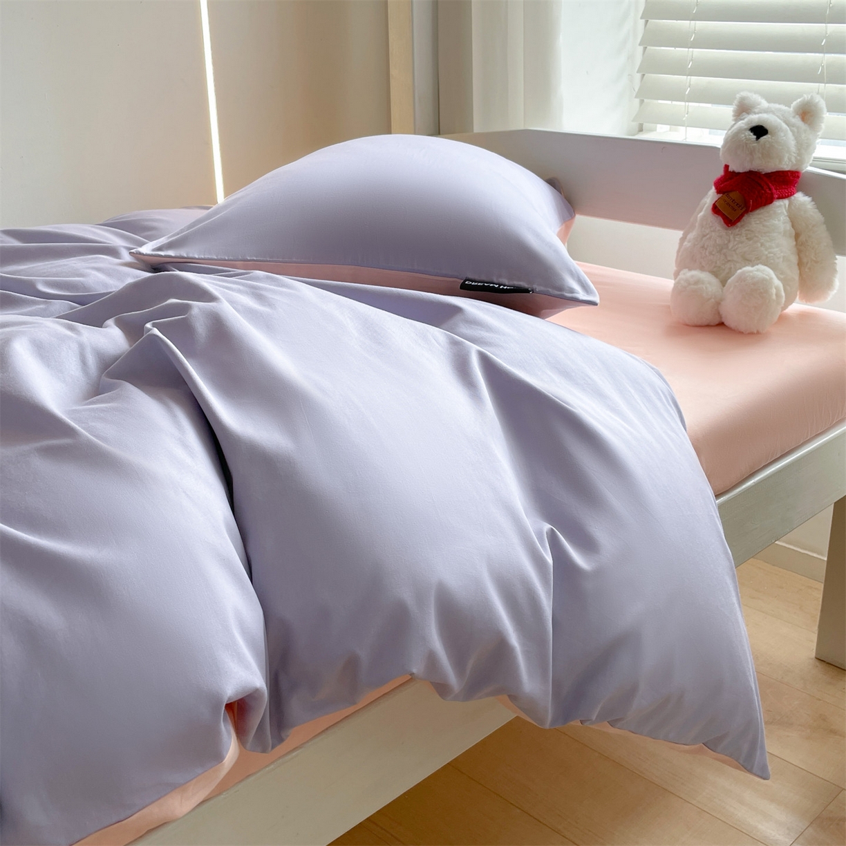 91家纺网 家纺一手货源 找家纺 笙意家纺 2025新款全棉纯棉简约黑标学生三件套 黑标款-星黛紫+奶油粉