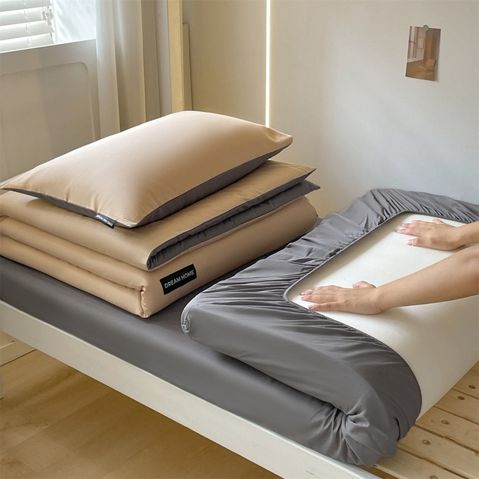 91家纺网 家纺一手货源 找家纺 （总）笙意家纺 2025新款全棉纯棉简约黑标学生三件套