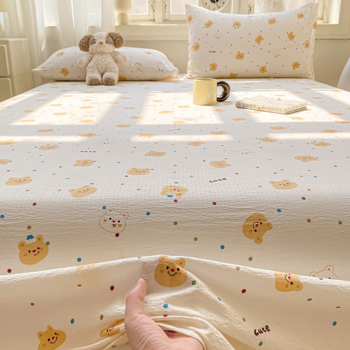 91家纺网 家纺一手货源 找家纺 （总）眠势力 2025新款云感双层纱床单三件套ins奶油风学生宿舍床单四季通用