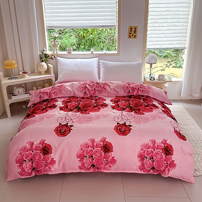 91家纺网 家纺一手货源 找家纺 亿佳人 芦荟棉被套，被罩化纤被套 玫瑰之约