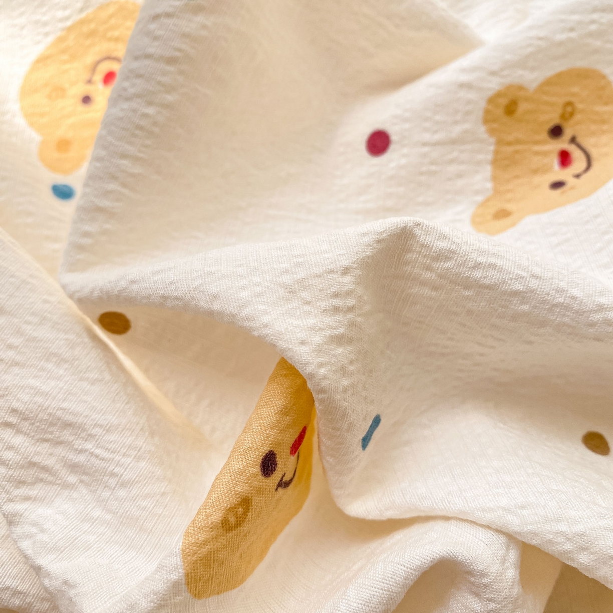 91家纺网 家纺一手货源 找家纺 眠势力 2025新款云感双层纱床单三件套ins奶油风学生宿舍床单四季通用 波点小熊