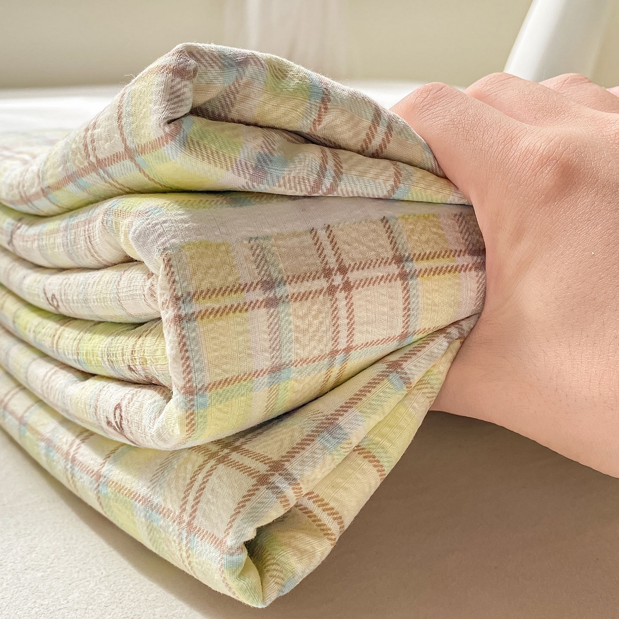 91家纺网 家纺一手货源 找家纺 眠势力 2025新款云感双层纱床单三件套ins奶油风学生宿舍床单四季通用 格调蝴蝶结