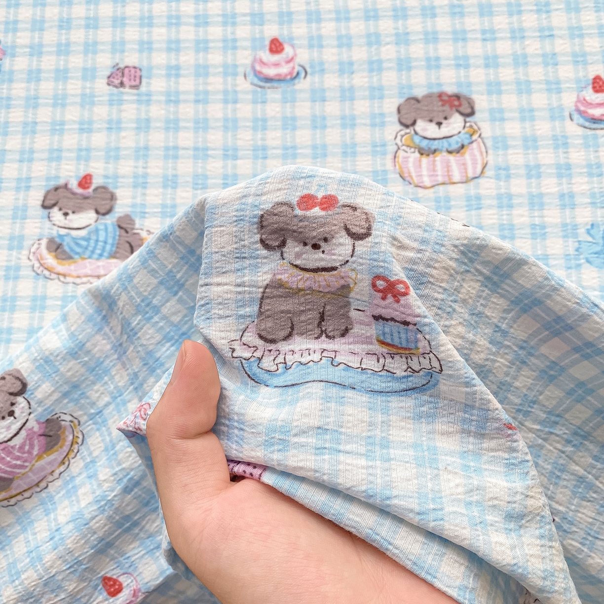 91家纺网 家纺一手货源 找家纺 眠势力 2025新款云感双层纱床单三件套ins奶油风学生宿舍床单四季通用 淘气狗