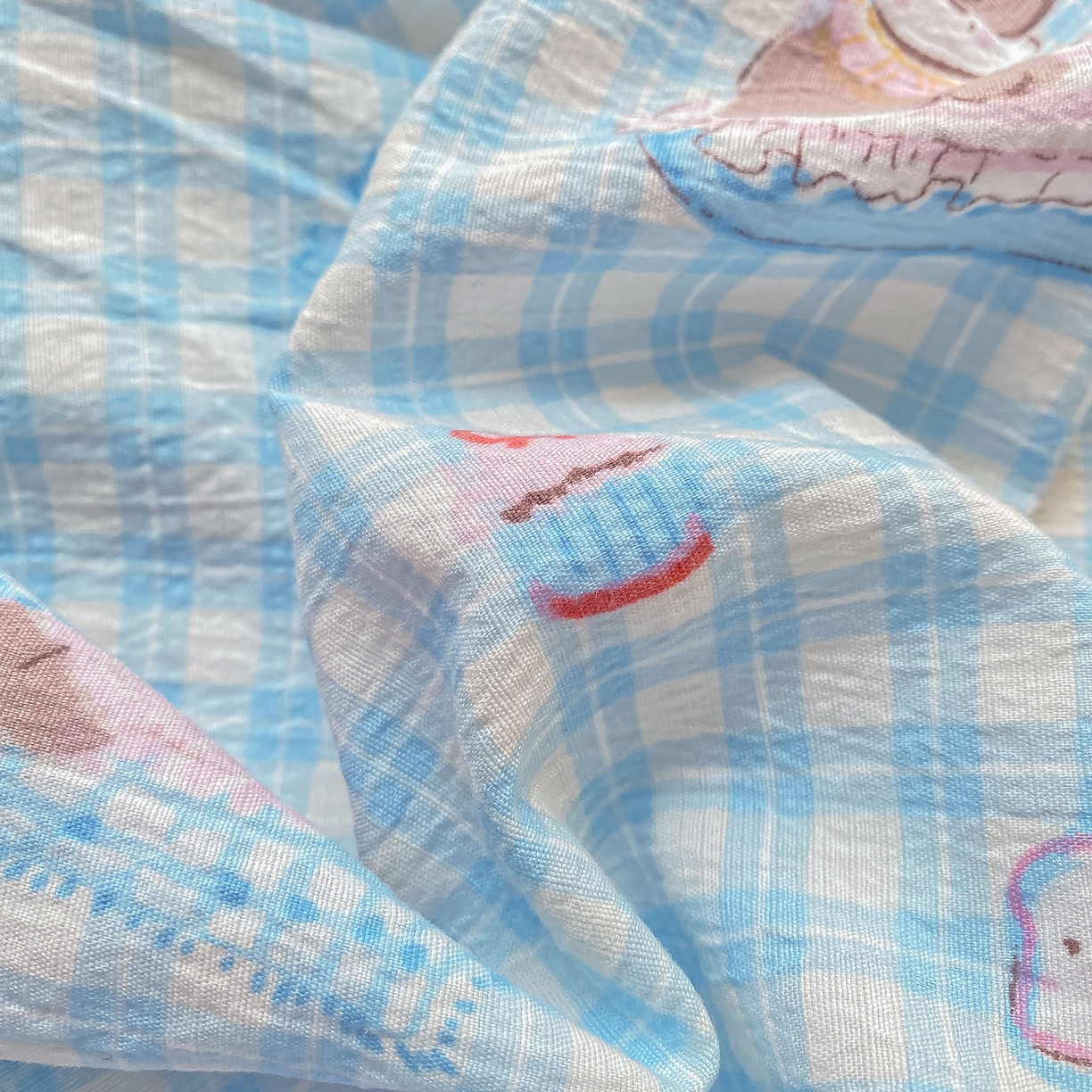 91家纺网 家纺一手货源 找家纺 眠势力 2025新款云感双层纱床单三件套ins奶油风学生宿舍床单四季通用 淘气狗