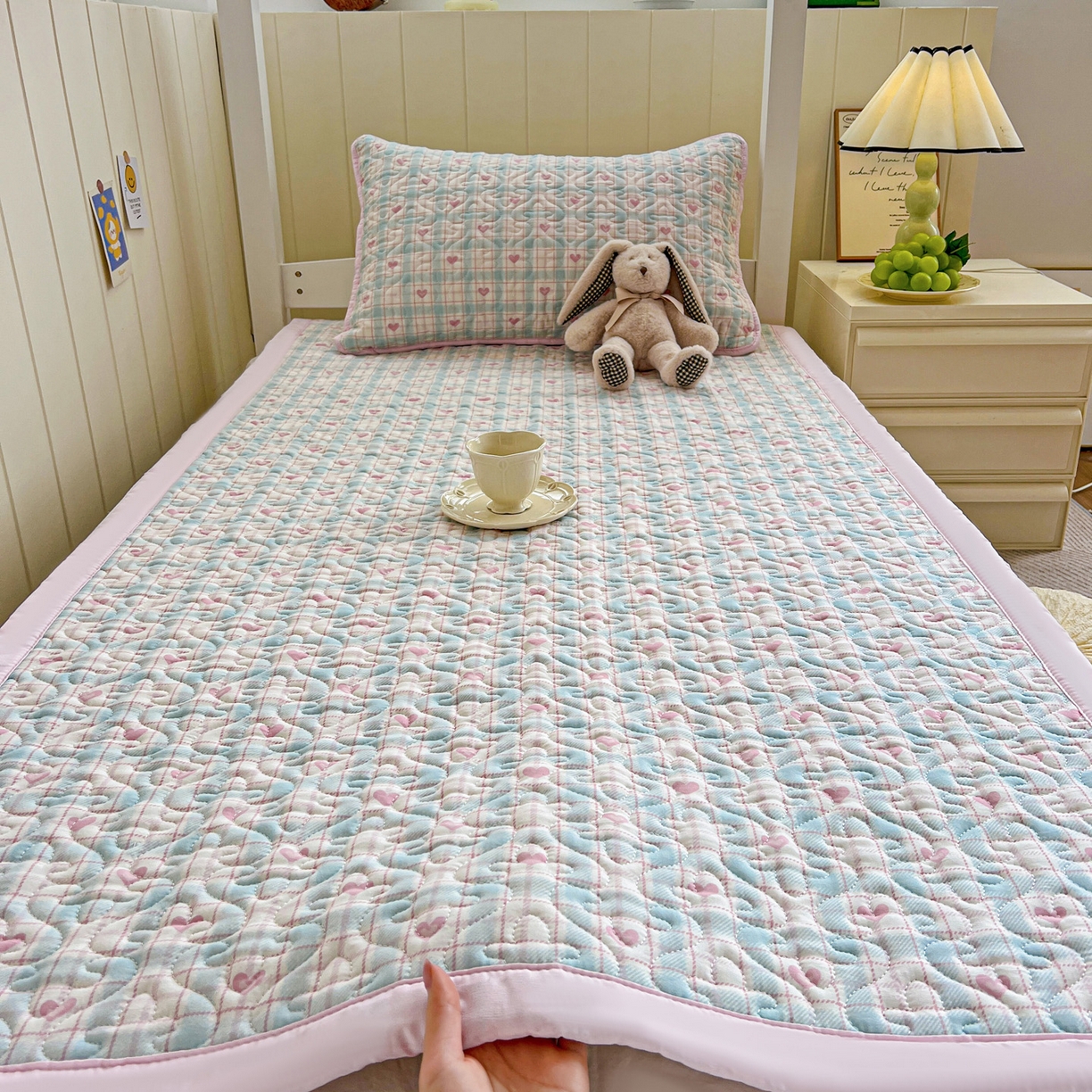 纽缦家纺 2025新款A类水洗棉学生床垫垫子 温暖粉心