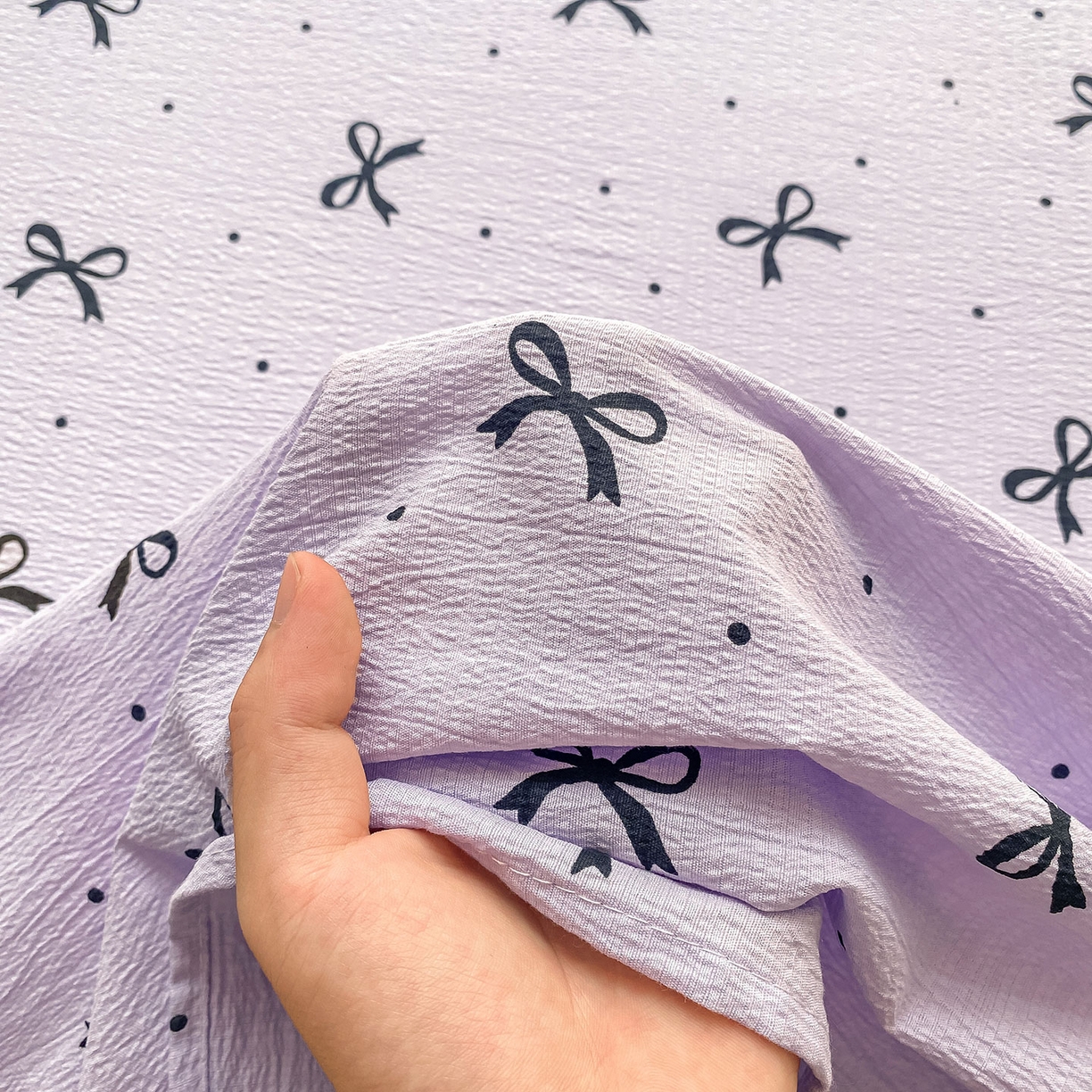 91家纺网 家纺一手货源 找家纺 眠势力 2025新款云感双层纱床单三件套ins奶油风学生宿舍床单四季通用 紫韵蝴蝶结