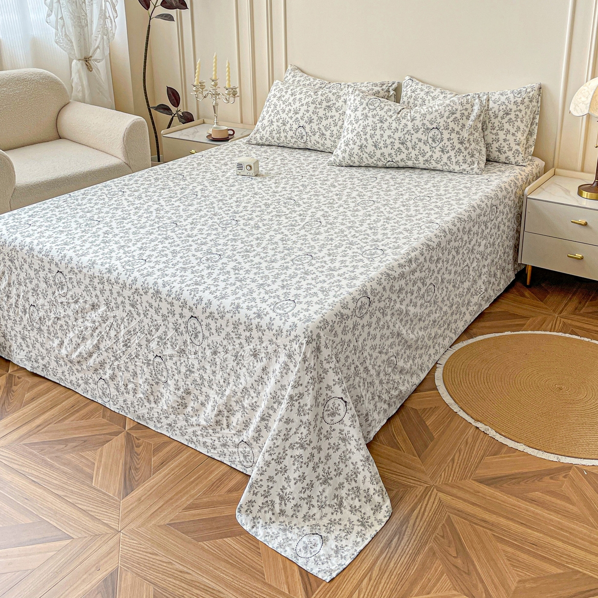 91家纺网 家纺一手货源 找家纺 （总）纽缦家纺 2025新款水洗双层纱床单