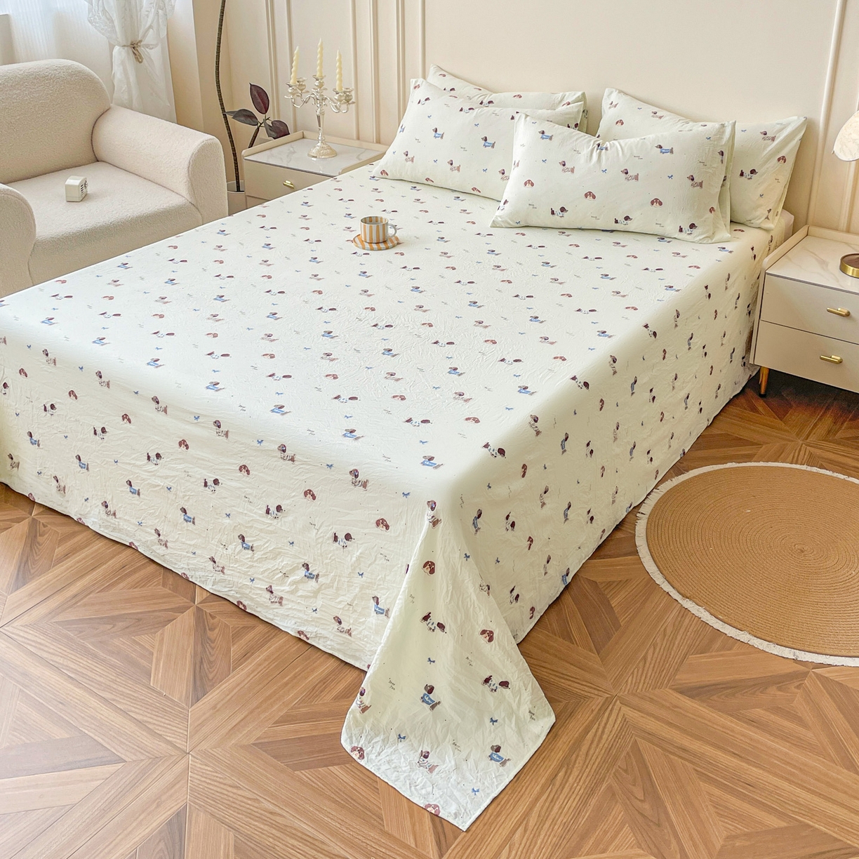 91家纺网 家纺一手货源 找家纺 （总）纽缦家纺 2025新款水洗双层纱床单