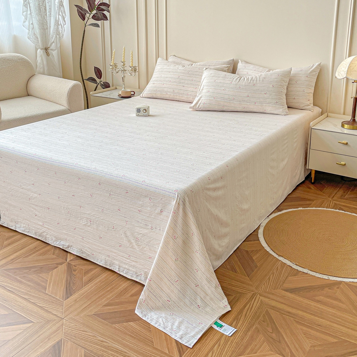 91家纺网 家纺一手货源 找家纺 （总）纽缦家纺 2025新款水洗双层纱床单