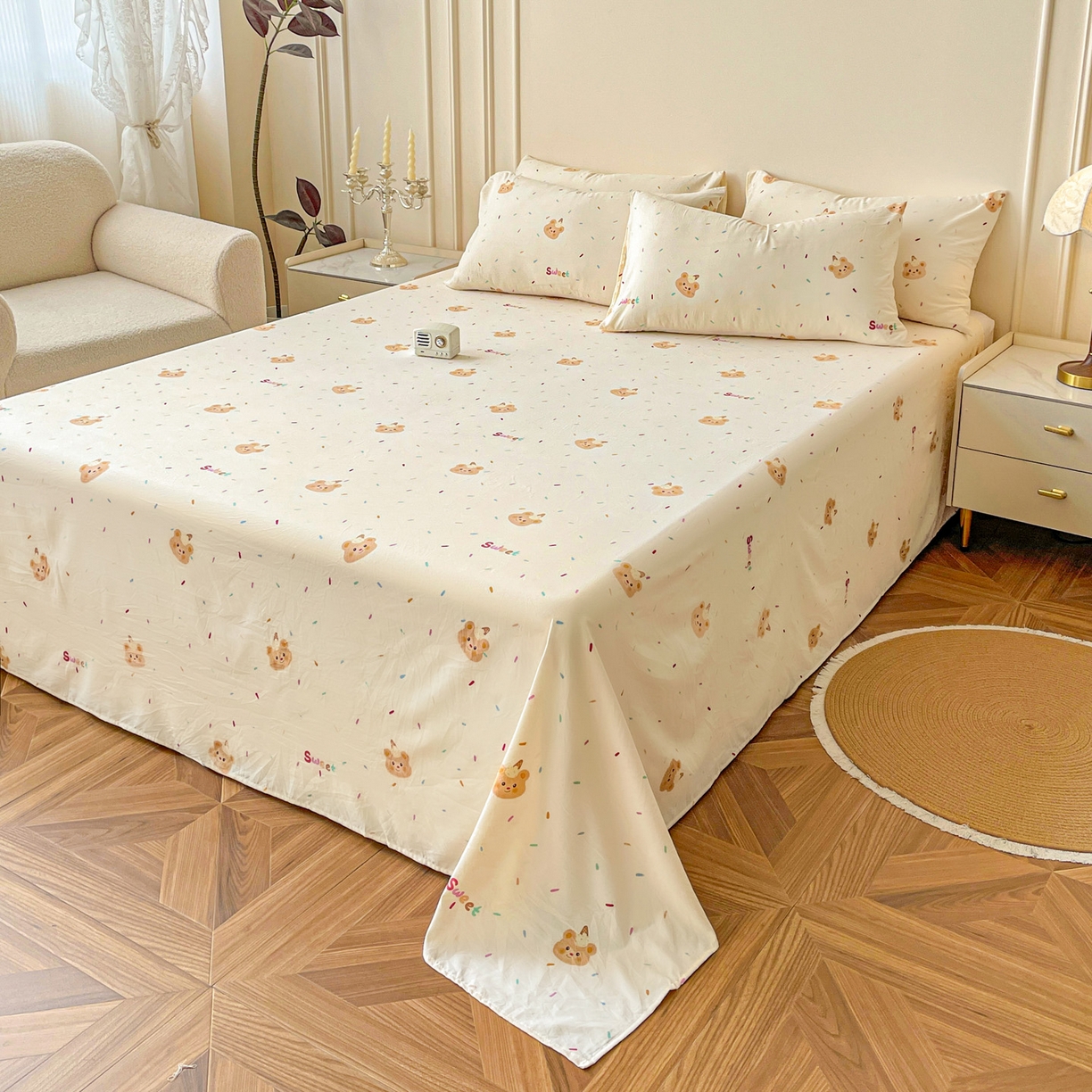 91家纺网 家纺一手货源 找家纺 （总）纽缦家纺 2025新款水洗双层纱床单