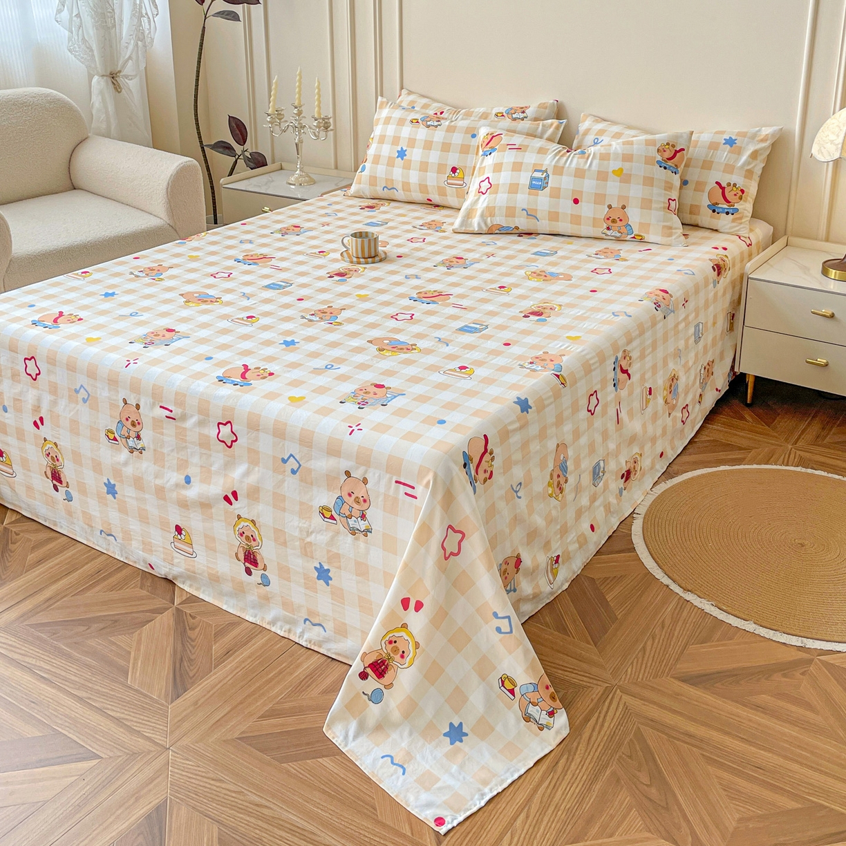 91家纺网 家纺一手货源 找家纺 （总）纽缦家纺 2025新款水洗双层纱床单