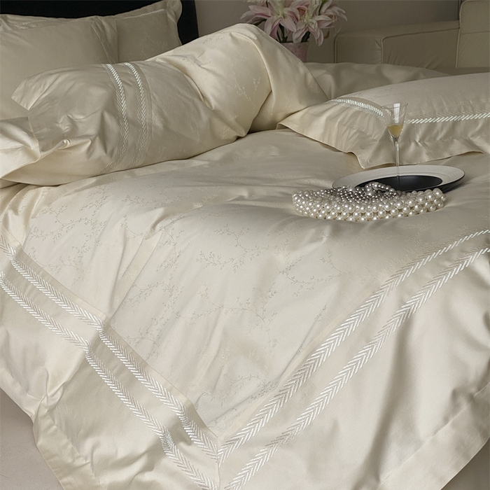 91家纺网 家纺一手货源 找家纺 品家居 2025新款100支高精密长绒棉四件套-岁月静好 浅香槟