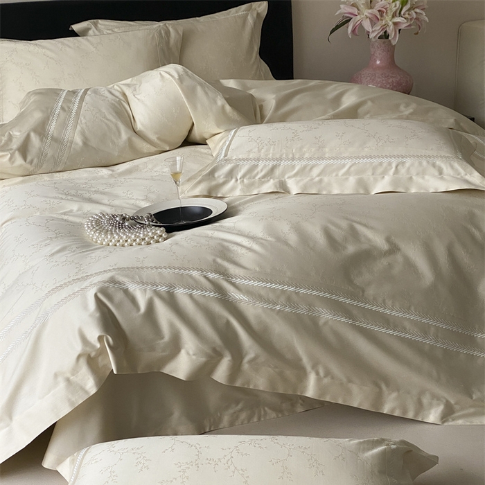 91家纺网 家纺一手货源 找家纺 品家居 2025新款100支高精密长绒棉四件套-岁月静好 浅香槟