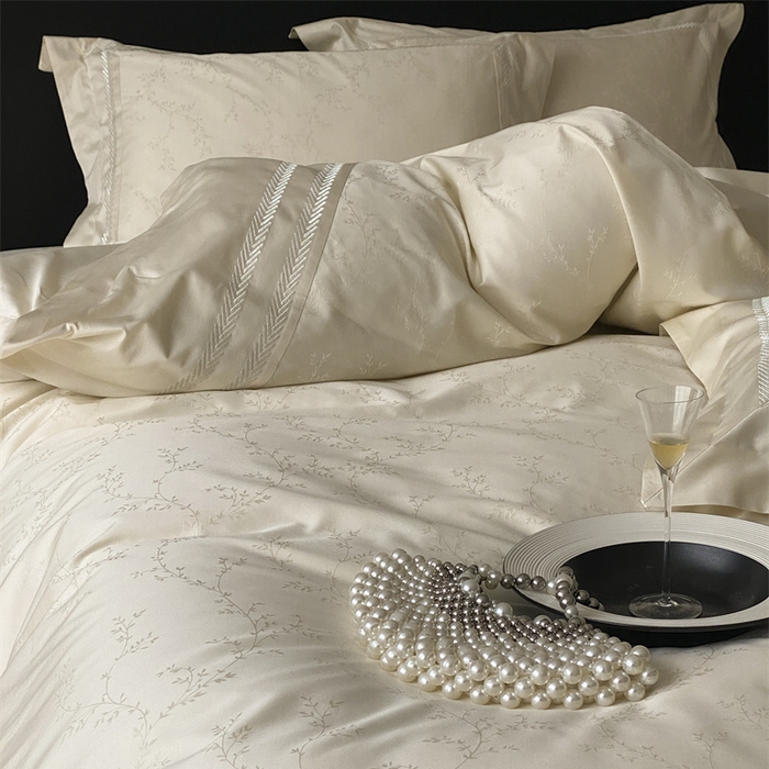 91家纺网 家纺一手货源 找家纺 品家居 2025新款100支高精密长绒棉四件套-岁月静好 浅香槟