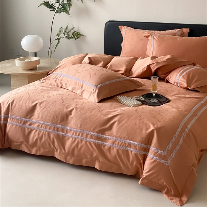 91家纺网 家纺一手货源 找家纺 品家居 2025新款100支高精密长绒棉四件套-岁月静好 爱玛橙