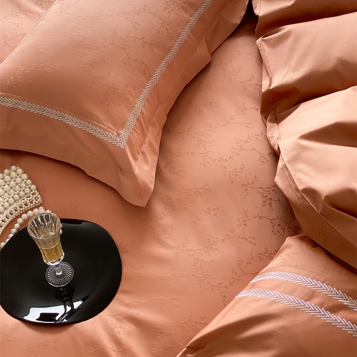 91家纺网 家纺一手货源 找家纺 品家居 2025新款100支高精密长绒棉四件套-岁月静好 爱玛橙