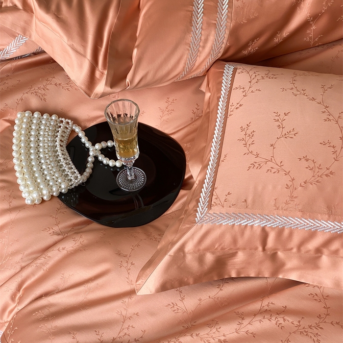 91家纺网 家纺一手货源 找家纺 品家居 2025新款100支高精密长绒棉四件套-岁月静好 爱玛橙