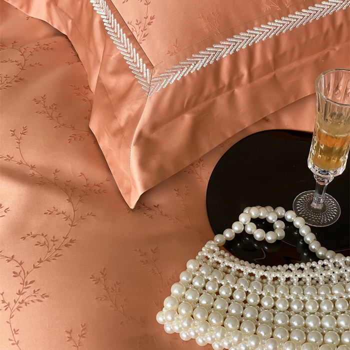 91家纺网 家纺一手货源 找家纺 品家居 2025新款100支高精密长绒棉四件套-岁月静好 爱玛橙