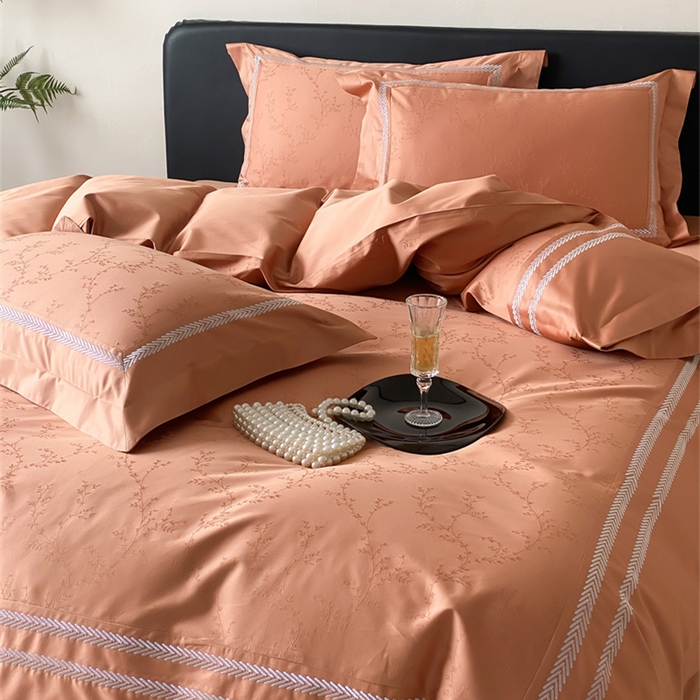 91家纺网 家纺一手货源 找家纺 品家居 2025新款100支高精密长绒棉四件套-岁月静好 爱玛橙