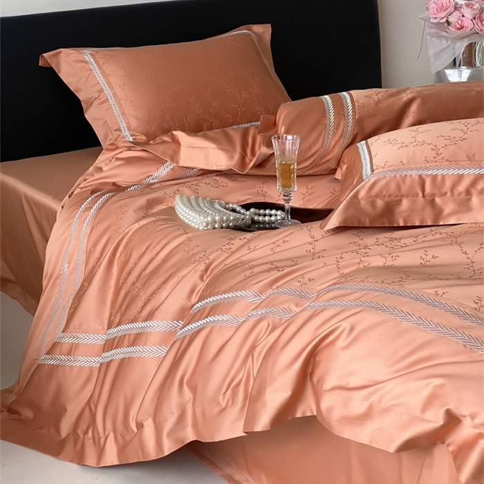 91家纺网 家纺一手货源 找家纺 品家居 2025新款100支高精密长绒棉四件套-岁月静好 爱玛橙