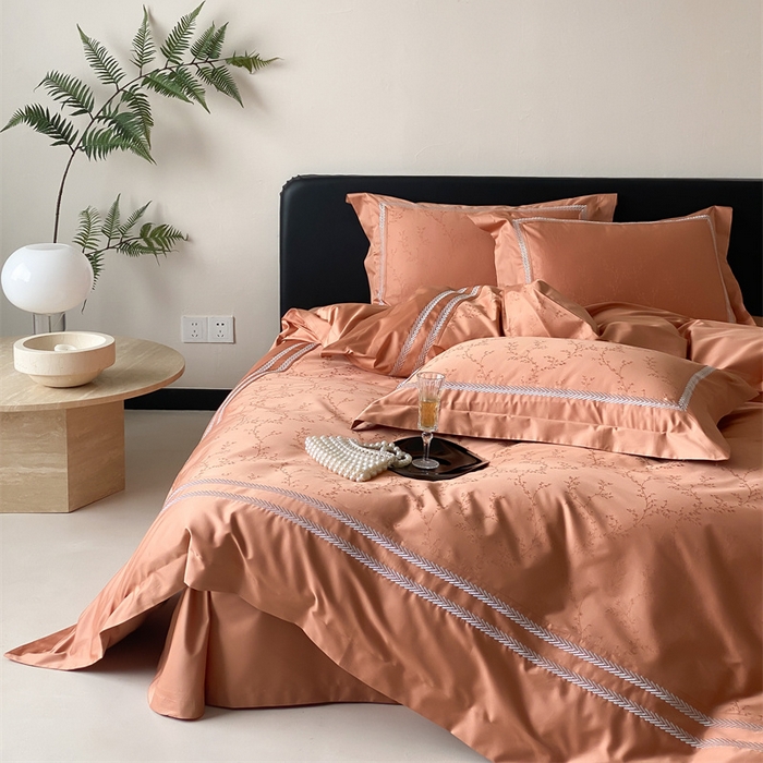 品家居 2025新款100支高精密长绒棉四件套-岁月静好 爱玛橙