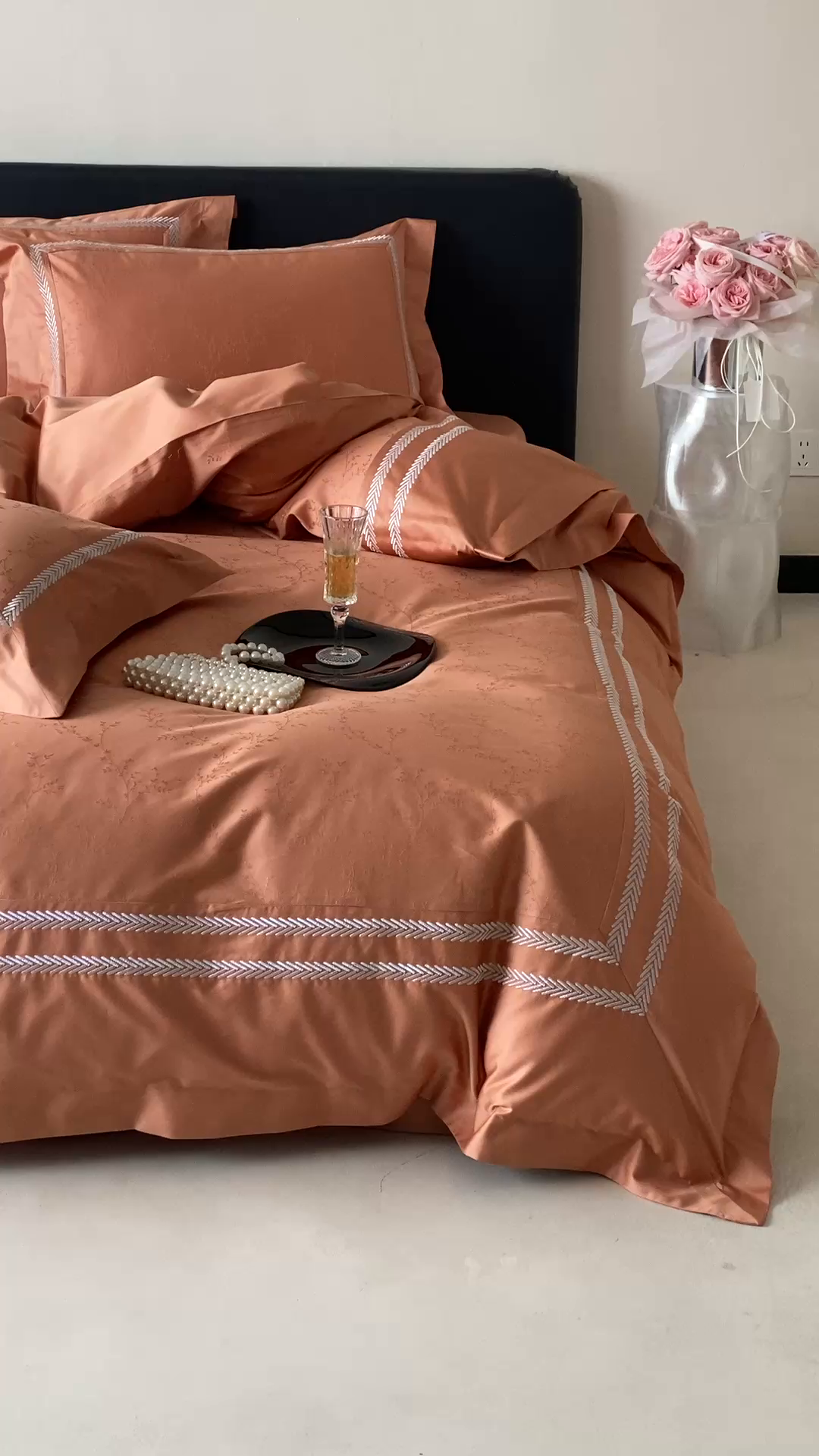 91家纺网 家纺一手货源 找家纺 品家居 2025新款100支高精密长绒棉四件套-岁月静好 爱玛橙