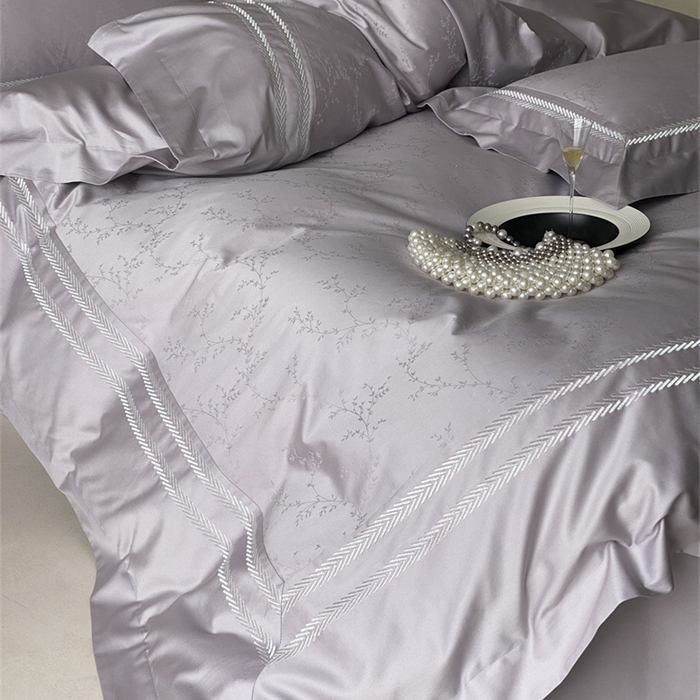 91家纺网 家纺一手货源 找家纺 品家居 2025新款100支高精密长绒棉四件套-岁月静好 香芋紫