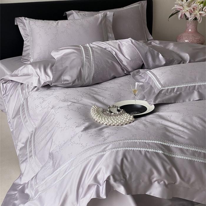 91家纺网 家纺一手货源 找家纺 品家居 2025新款100支高精密长绒棉四件套-岁月静好 香芋紫