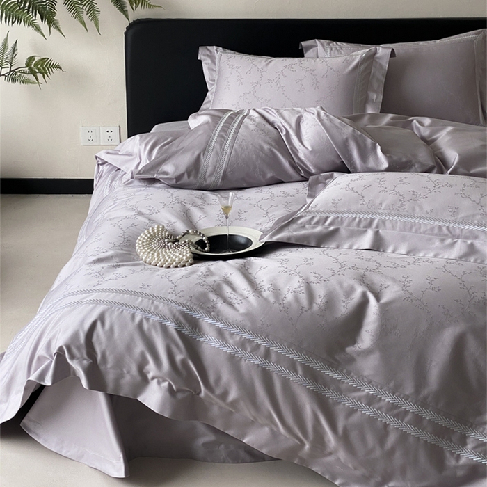 91家纺网 家纺一手货源 找家纺 品家居 2025新款100支高精密长绒棉四件套-岁月静好 香芋紫