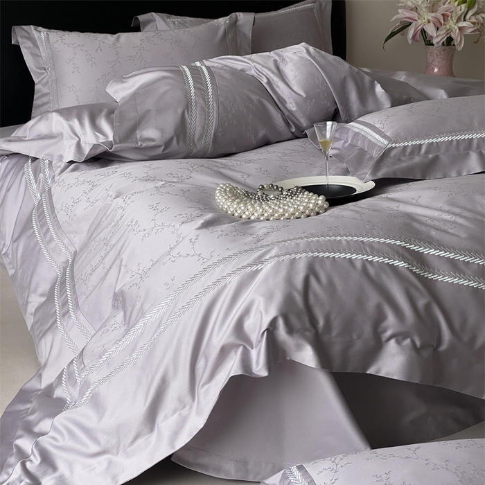 91家纺网 家纺一手货源 找家纺 品家居 2025新款100支高精密长绒棉四件套-岁月静好 香芋紫