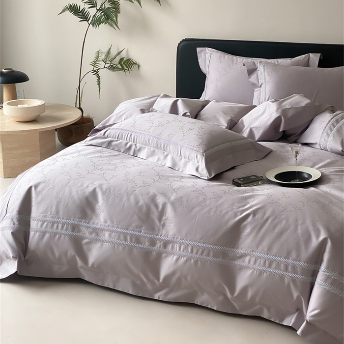 91家纺网 家纺一手货源 找家纺 品家居 2025新款100支高精密长绒棉四件套-岁月静好 香芋紫