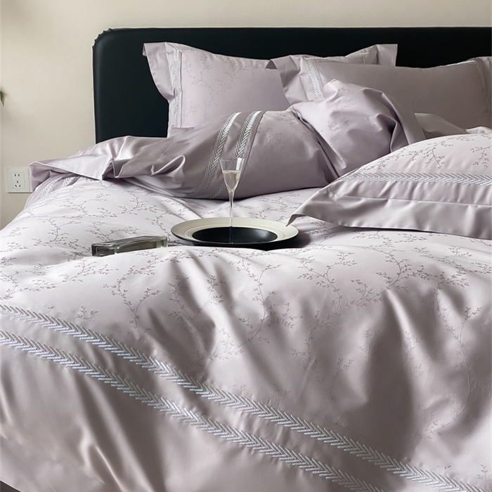 91家纺网 家纺一手货源 找家纺 品家居 2025新款100支高精密长绒棉四件套-岁月静好 香芋紫