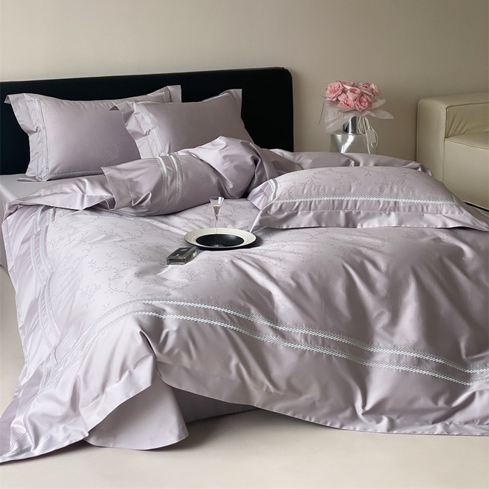 91家纺网 家纺一手货源 找家纺 品家居 2025新款100支高精密长绒棉四件套-岁月静好 香芋紫