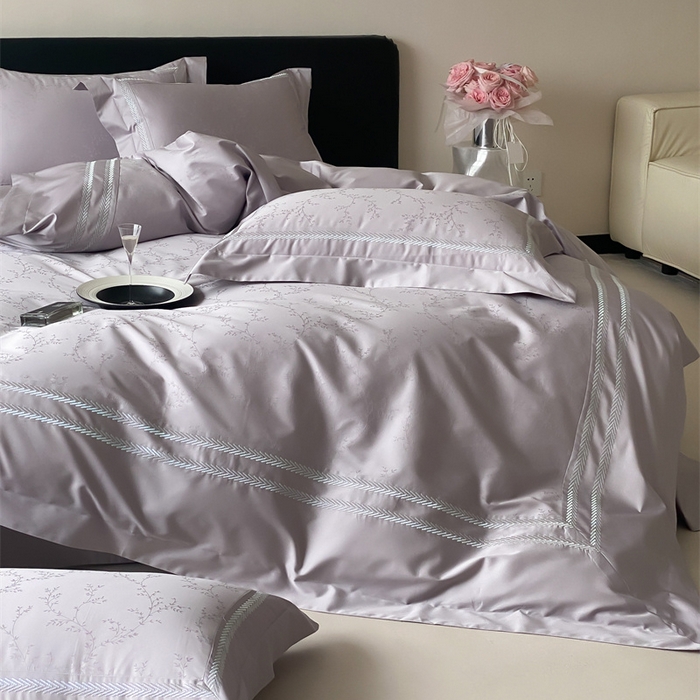 91家纺网 家纺一手货源 找家纺 品家居 2025新款100支高精密长绒棉四件套-岁月静好 香芋紫