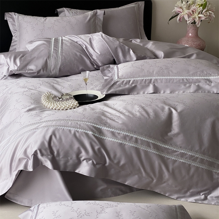 91家纺网 家纺一手货源 找家纺 品家居 2025新款100支高精密长绒棉四件套-岁月静好 香芋紫