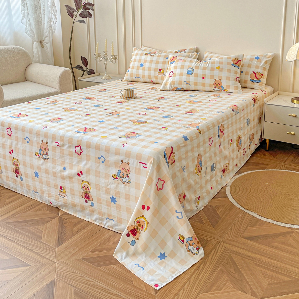 91家纺网 家纺一手货源 找家纺 （总）纽缦家纺 2025新款水洗双层纱床单