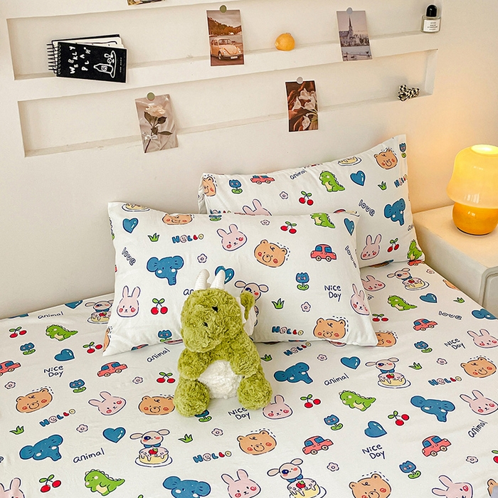 91家纺网 家纺一手货源 找家纺 纽缦家纺 2025新款水洗双层纱床单 狂欢派对