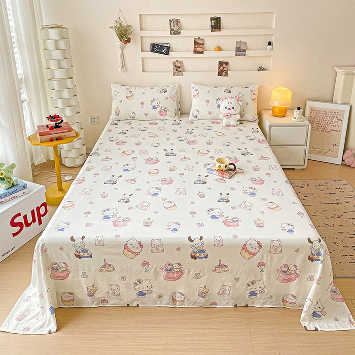 91家纺网 家纺一手货源 找家纺 纽缦家纺 2025新款水洗双层纱床单 奶猫