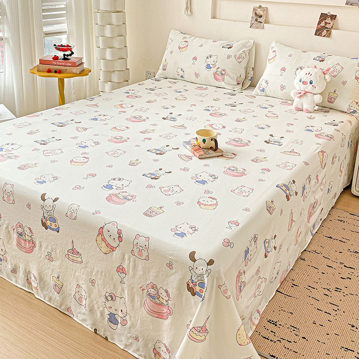 91家纺网 家纺一手货源 找家纺 纽缦家纺 2025新款水洗双层纱床单 奶猫